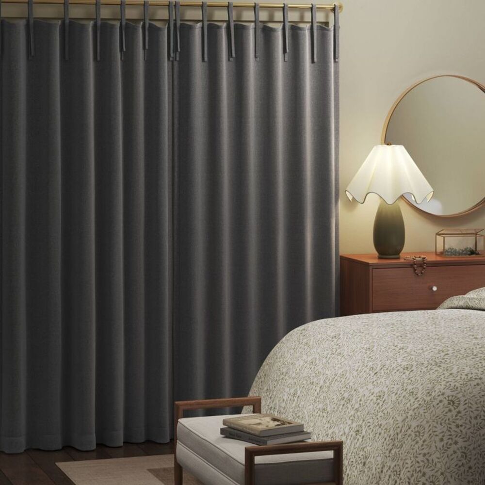 50"x84" Blackout Aruba Tie-Top Curtain Panel Gray - Threshold